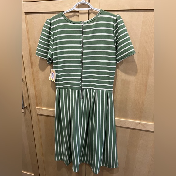Sage green striped Amelia Dress - Picture 3 of 7